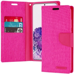 GOOSPERY Topsave Canvas Card Slot W/magnetic Clip Denim Cloth Folio Wallet Flip Samsung Galaxy A33 5G In Pink