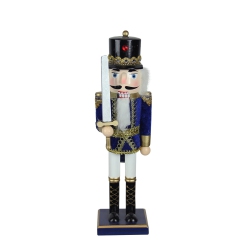 NORTHLIGHT 14" And White Christmas Nutcracker Soldier With Sword Tabletop Decor In Blue