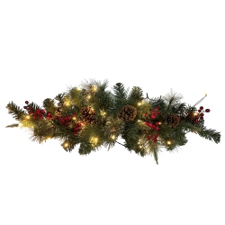 NORTHLIGHT 36" Pre-Lit Decorated Pine Cone And Berries Artificial Christmas Mailbox Swag