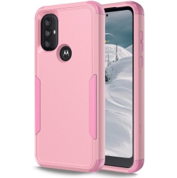 CSMART 【】 Dual Layers Heavy Duty Rubber Armor Bumper Hard Case Cover for Motorola Moto G Power 2022 / G Play 2023 In Pink