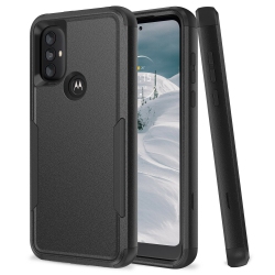 CSMART 【】 Dual Layers Heavy Duty Rubber Armor Bumper Hard Case Cover for Motorola Moto G Power 2022 / G Play 2023 In Black