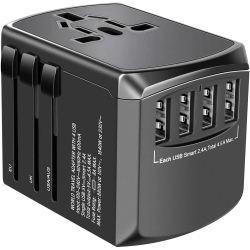 NIERBO Universal Travel Adapter, International Power Adapter Electric Outlet Converters Wall Charger Ac Plug \w 4 X 2.4A USB Ports, 4.5A USB for Usa