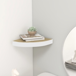 VIDAXL Wall Corner Shelf Oak And 9.8"x9.8"x1.4" Mdf In White