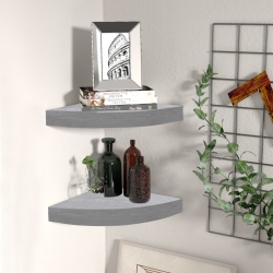 VIDAXL Wall Corner Shelves 2 PCs Concrete 9.8"x9.8"x1.4" Mdf In Gray