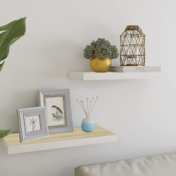 VIDAXL Floating Wall Shelves 2 PCs Oak And 23.6"x9.3"x1.5" Mdf In White