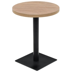 VIDAXL Bistro Table Mdf And Steel Round 23.6"x29.5" Oak Color
