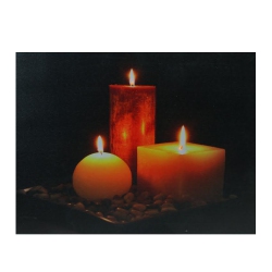 NORTHLIGHT Led Lighted Tranquil Zen Triple Candles Canvas Wall Art 12" X 15.75