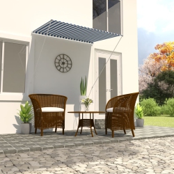 VIDAXL Retractable Awning 59.1"x59.1" And White In Blue