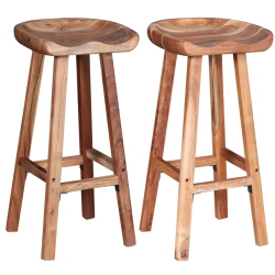 VIDAXL Bar Stools 2 PCs Solid Acacia Wood