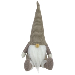 NORTHLIGHT 10" Brown And Sitting Christmas Gnome Tabletop Decor In White