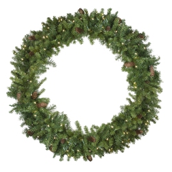 NORTHLIGHT Pre-Lit Led Dakota Pine Artificial Christmas Wreath - 48-Inch, Warm White Lights In Red