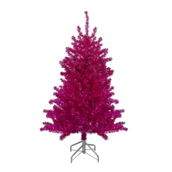 NORTHLIGHT 4.5" Metallic Tinsel Artificial Christmas Tree - Unlit In Pink