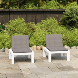 VIDAXL Patio Lounge Chairs With Cushions 2 PCs Plastic In White
