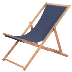VIDAXL Folding Beach Chair Fabric And Wooden Frame In Blue