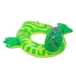 SWIM CENTRAL 24" Inflatable Green And Dinosaur Swim Ring Tube Pool Float In Yellow
