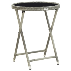 VIDAXL Tea Table 23.6" Poly Rattan And Tempered Glass In Gray