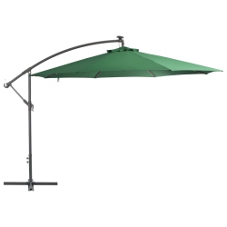 VIDAXL Cantilever Umbrella With Led Lights And Metal Pole 137.8" In Green