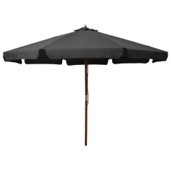 VIDAXL Outdoor Parasol With Wooden Pole 129.9" Anthracite