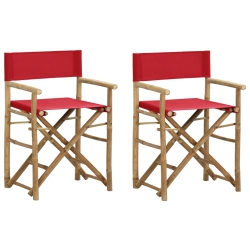 VIDAXL Folding Director's Chairs 2 PCs Bamboo And Fabric In Red