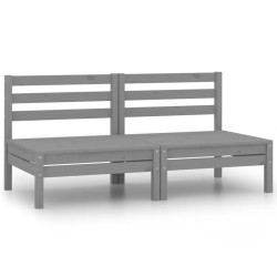 VIDAXL Patio Middle Sofas 2 PCs Solid Pinewood In Gray