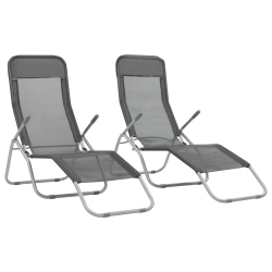 VIDAXL Folding Sun Loungers 2 PCs Textilene Anthracite