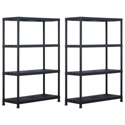 VIDAXL Storage Shelf Racks 2 PCs 485 Lb 35.4"x15.7"x54.3" Plastic In Black