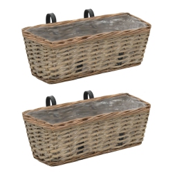 VIDAXL Balcony Planter 2 PCs Wicker With Pe Lining 15.7