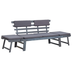 VIDAXL Patio Bench With Cushions 2-In-1 74.8" Solid Acacia Wood In Gray