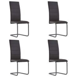 VIDAXL 282096 Cantilever Dining Chairs 4 PCs Faux Leather In Brown
