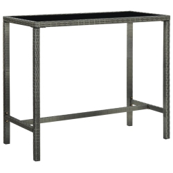 VIDAXL Patio Bar Table 51.2"x23.6"x43.3" Poly Rattan And Glass In Gray