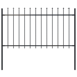 VIDAXL Garden Fence With Spear Top Steel 66.9"x39.4" In Black