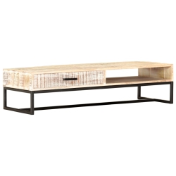 VIDAXL Coffee Table 46.1"x19.7"x11.8" Solid Acacia Wood In White