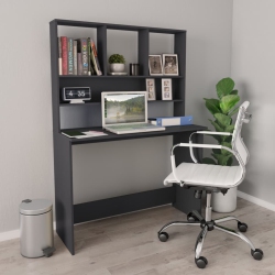 VIDAXL Desk With Shelves 43.3"x17.7"x61.8" Chipboard In Gray