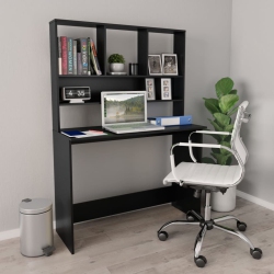 VIDAXL Desk With Shelves 43.3"x17.7"x61.8" Chipboard In Black