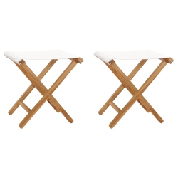 VIDAXL Folding Chairs 2 PCs Solid Teak Wood And Fabric Cream In White