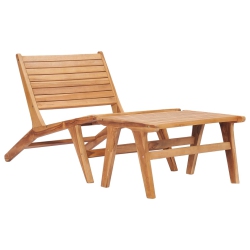 VIDAXL Patio Chair With Footrest Solid Teak Wood