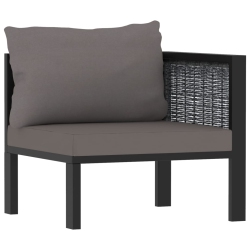 VIDAXL Sectional Corner Sofa With Left Armrest Poly Rattan Anthracite