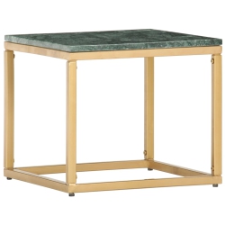 VIDAXL Coffee Table 15.7"x15.7"x13.8" Real Stone With Marble Texture In Green