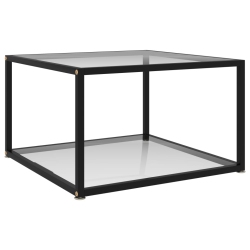 VIDAXL Coffee Table Transparent 23.6"x23.6"x13.8" Tempered Glass
