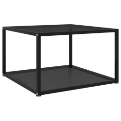 VIDAXL Coffee Table 23.6"x23.6"x13.8" Tempered Glass In Black