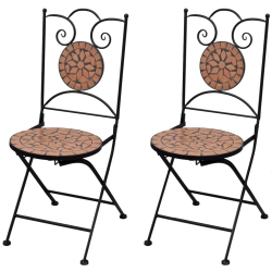 VIDAXL Folding Bistro Chairs 2 PCs Ceramic Terracotta