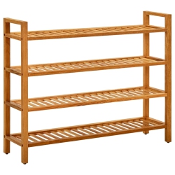VIDAXL Shoe Rack With 4 Shelves 39.3"x10.6"x31.4" Solid Oak Wood