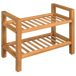 VIDAXL Shoe Rack With 2 Shelves Solid Oak Wood 19.7"x10.6"x15.7