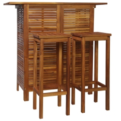 VIDAXL 3 Piece Bar Table And Chair Set Solid Acacia Wood