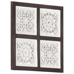 VIDAXL Hand-Carved Wall Panel Mdf 15.7"x15.7"x0.6" Brown And In White