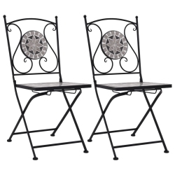 VIDAXL Mosaic Bistro Chairs 2 PCs In Gray