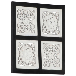VIDAXL Hand-Carved Wall Panel Mdf 15.7"x15.7"x0.6" Black And In White