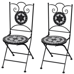 VIDAXL Folding Bistro Chairs 2 PCs Ceramic Black And In White