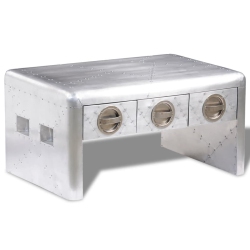 VIDAXL Aviator Coffee Table 3 Drawers Vintage Aircraft Airman Style