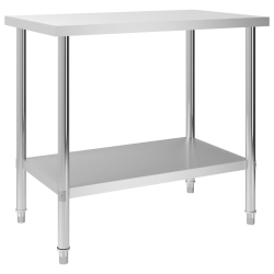 VIDAXL Kitchen Work Table 39.4"x23.6"x33.5" Stainless Steel